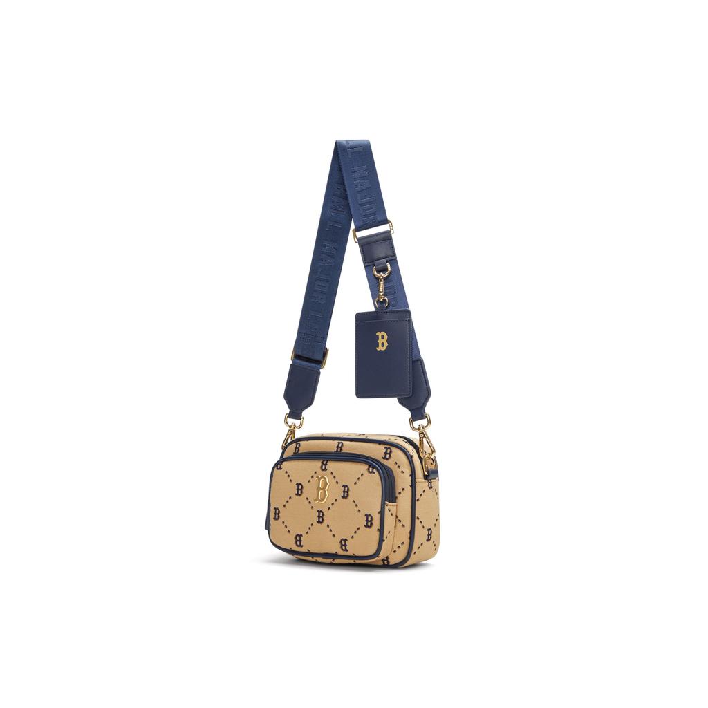 MLB Boston Red Sox Diamond Pattern Zipper Crossbody Bag Women Bags Khaki 7ACRMD14N-43BGS