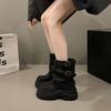 Maillard mid-tube cowboy knight boots women's 2025 autumn new small thick-soled heightened trousers Martin boots