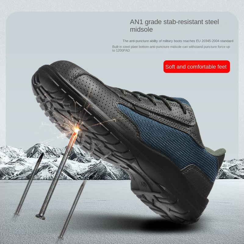 Sommer Arbeitsschuhe Fliegendes Gewebe Mesh Atmungsaktiv Bruchsicher Stichfest Rutschfest und Deodorant Baustellen Schuhe