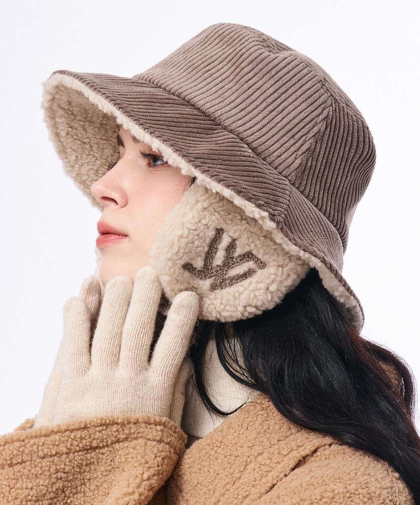 Hwaiteusaenjeu Corduroy Earmuff Bucket Hat Munster (8 Colors)