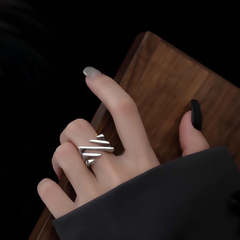 Korean Dongdaemun Multi-layer Hollow Twill Open Square Ring
