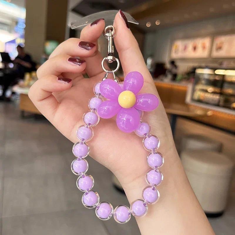 

Ремінець для мобільного телефону, зап ястний шнурок, ручна робота, кольорові круглі намистини-макарони, прикраса, чохол для телефону, шнурки проти втрати, брелоки для телефону фіолетовий