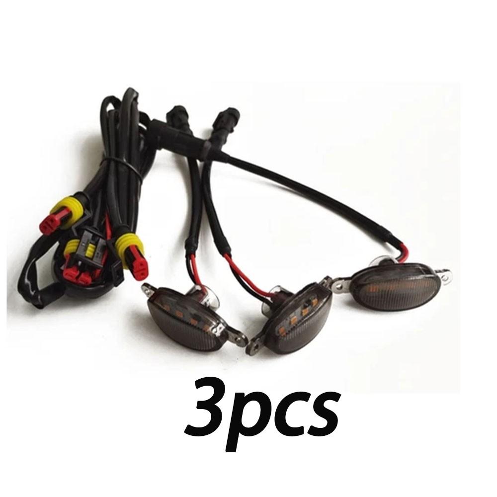 3pcs Smoked 12v Lens Amber LED Front Grille Running Light For Ford Raptor Style