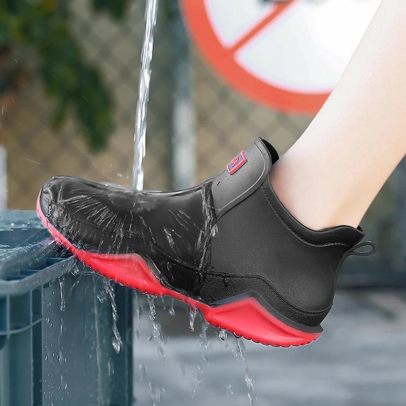 Fashion Couple's Outdoor Rain Boots Men High Top Hiking Fishing Water Shoes Anti-slip Chef Work Ankle Boots Waterproof Shoes