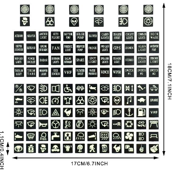 TOMALL 132pcs Centre Console Switch Luminous Stickers for Car Night Safety Luminous Decals Circuit Panel Label Glow in The Dark Accessories for Boat