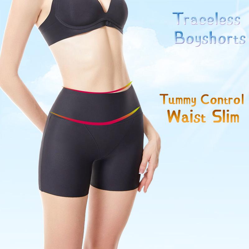 Ice Silk Seamless Women's Safety Shorts: Summer Thin, Anti-Exposure, Non-Roll Hem, High Waist, Tummy Control, 3/4 Length.