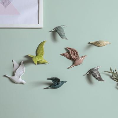 3D Ceramic Birds Wall Hanging Pendant Home Ornaments TV Background Decor Crafts Living Room Hanging Decor Handicraft