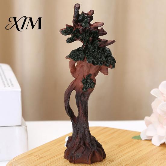 Hand Painted Nature Art Decor Tree Goddess Statue with Bird Nest, Resin Figurine, Handcrafted Modern Craft Forest Spirit Sculpture, Artistic