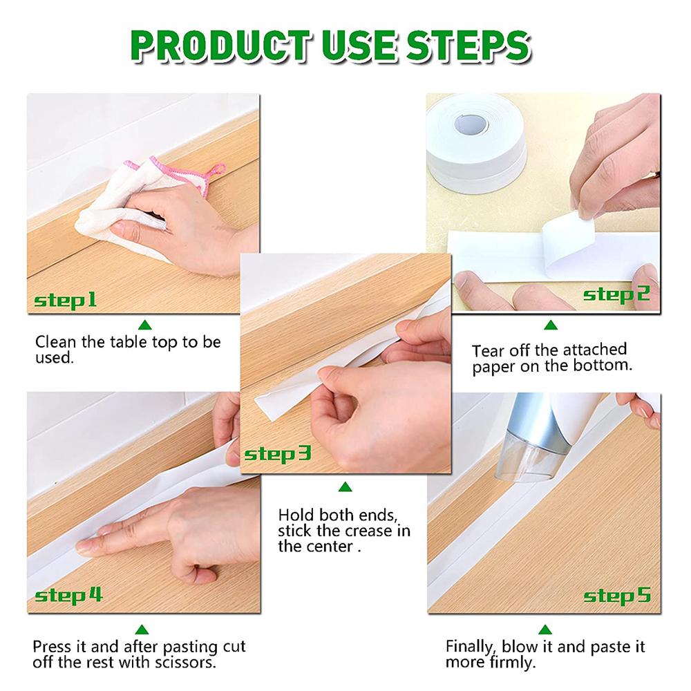 Bathroom Caulk Tape Self Adhesive Sealing Tape Strip PVC Waterproof OilProof Kitchen Sink Shower Toilet Wall Sticker