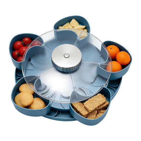 Heart-Shaped Rotating Snack Tray with 5 Compartments 360 Degrees Spinning Serving Platter