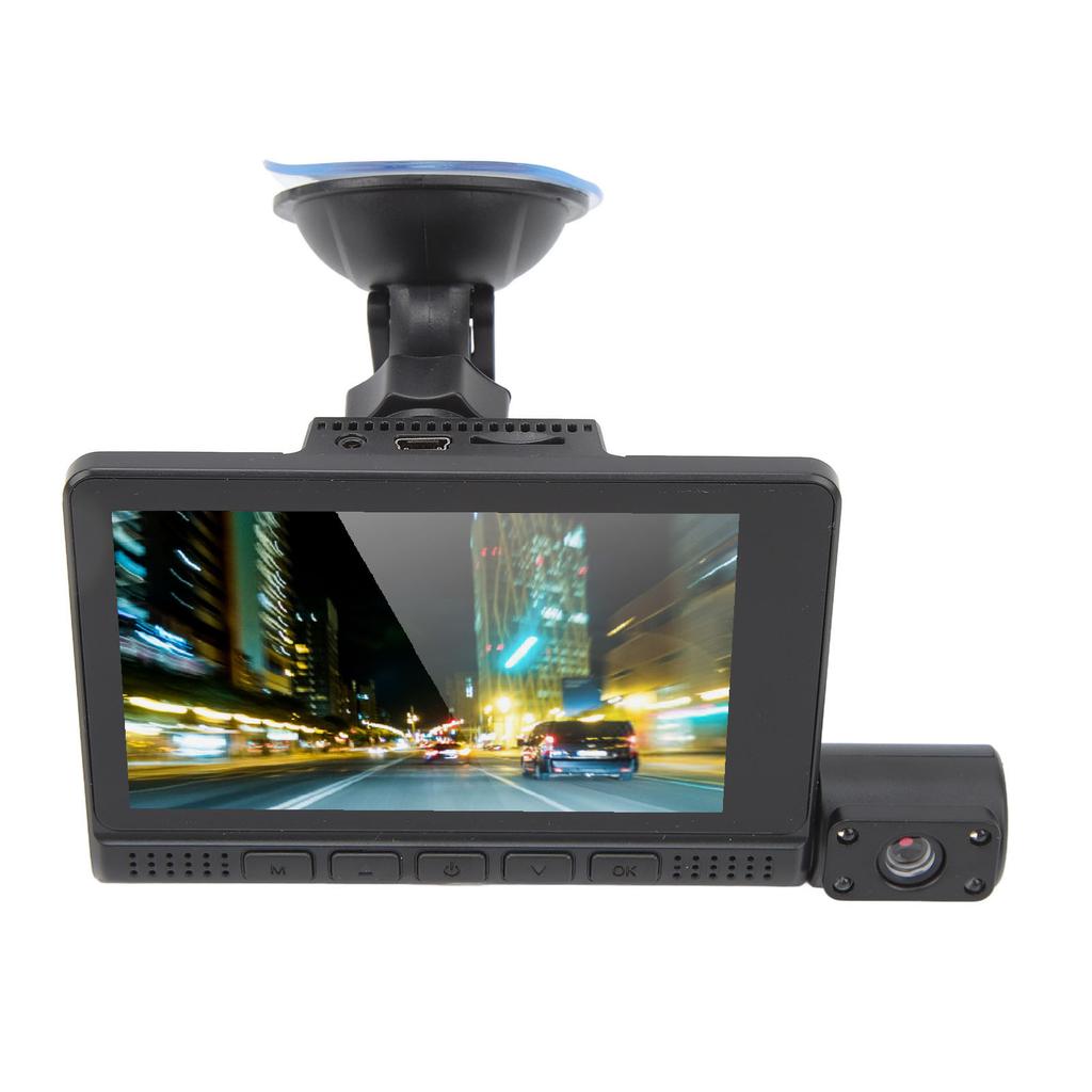 3 Channel Dash Cam 1080P Front Rear Inside Driving Recorder 170 Degree Wide Angle Loop Recording G Sensor Touch Screen
