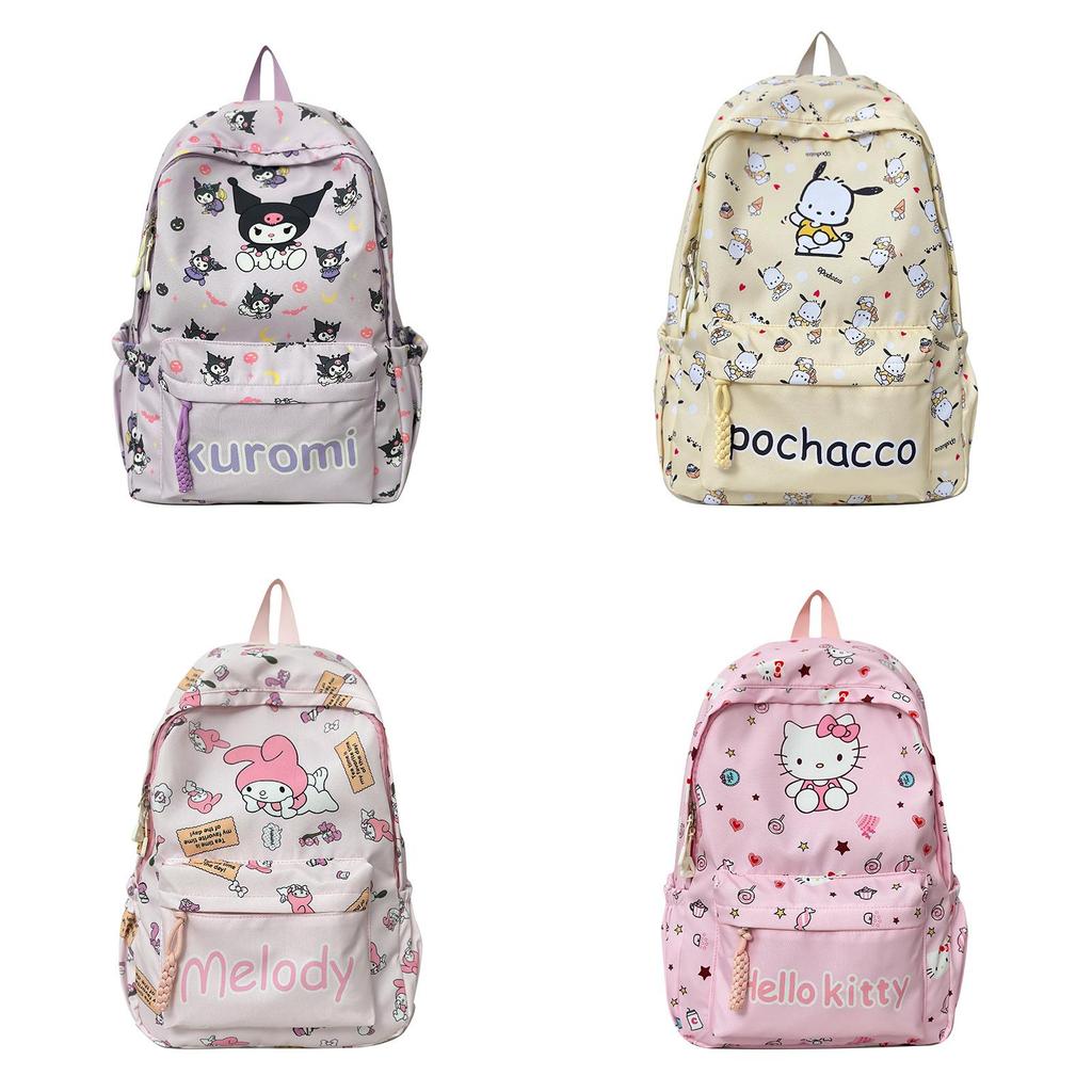 Hello Kitty Kids Backpack With Letter Cartoon Print For School And Daily Use