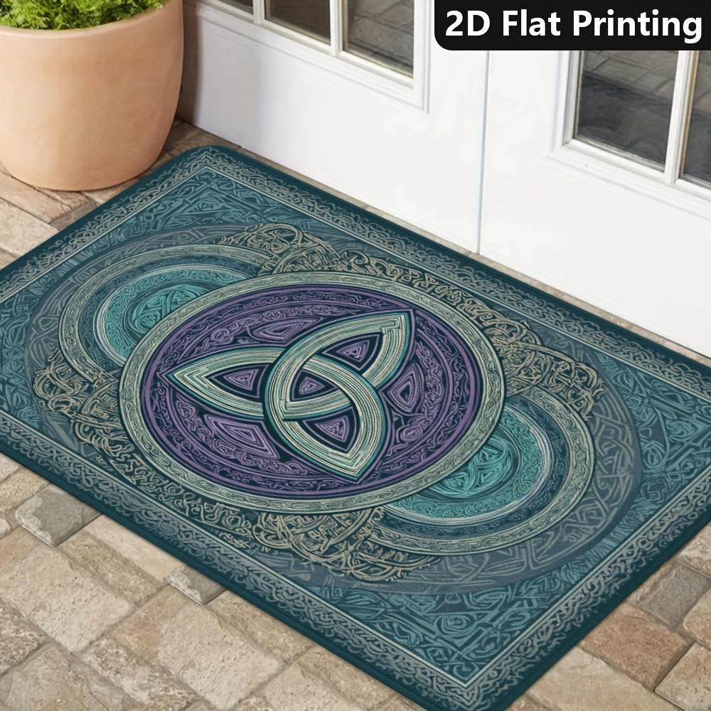 Celtic Trinity Knot Doormat Norse Ethnic Pattern Non Slip Washable Entrance Rug Antique Front Door Home Decor