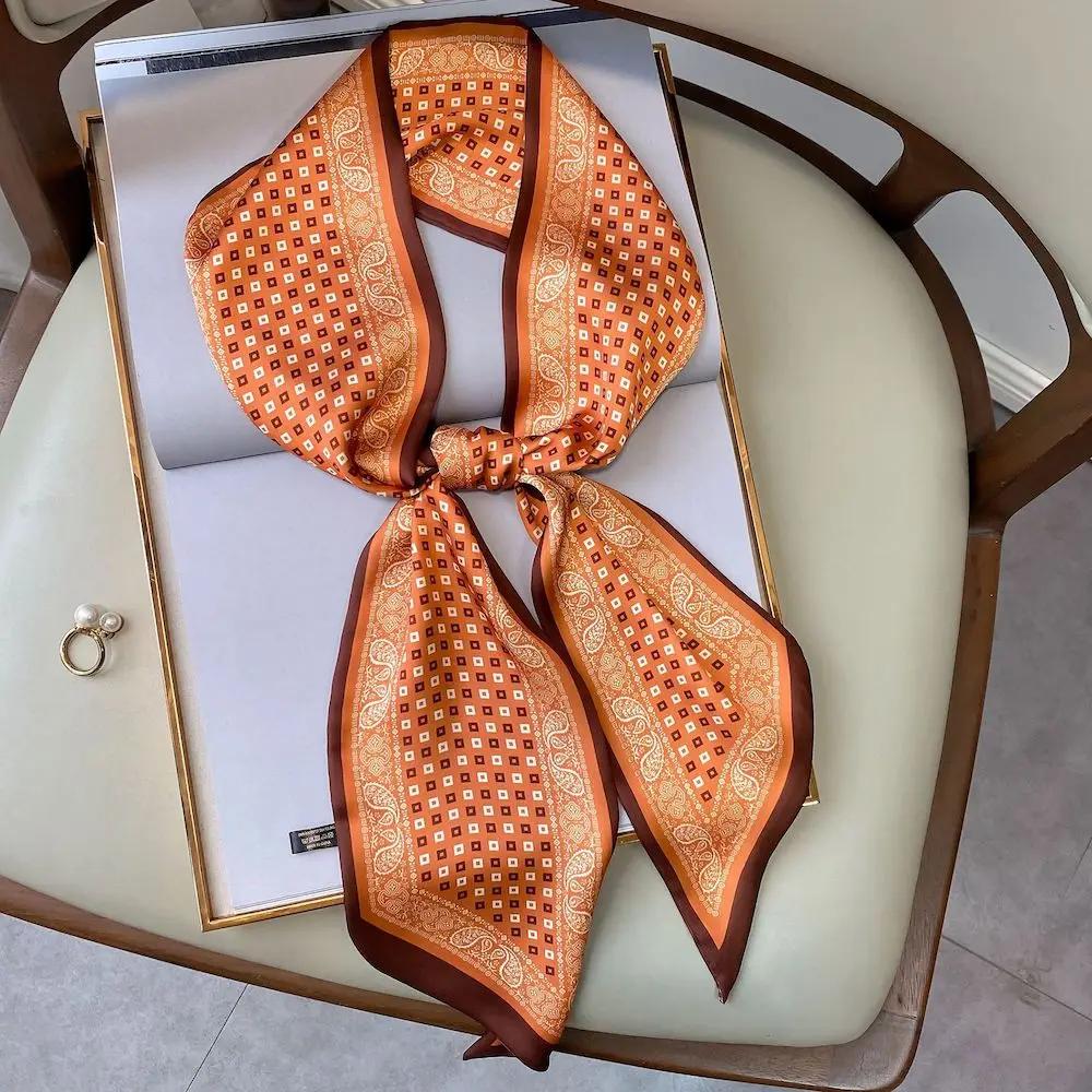 Long Silk Scarf Bag Tie Lady Neck Skinny Scarves Hairband Foulard Horse Print Brand Lady Neckerchief Ribbon  Spring New