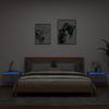 VidaXL Wall-Mounted Bedside Tables with LED Lights 2 Pcs, Nightstands, Bedroom Night Tables, Modern, Concrete Grey Wood 836833