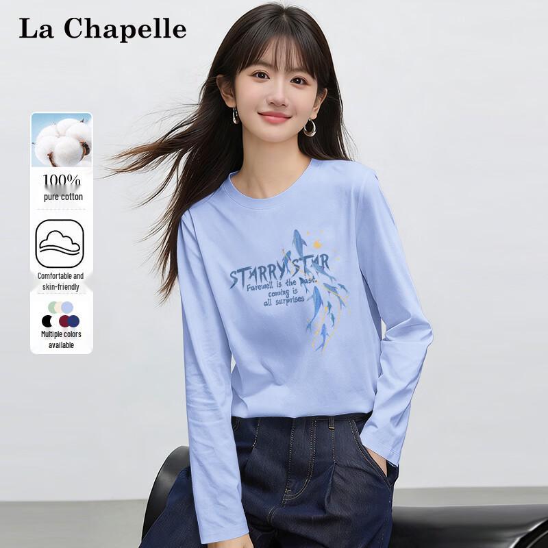 La Chapelle Women s Pure Cotton Letter Print Long Sleeve T-shirt XL