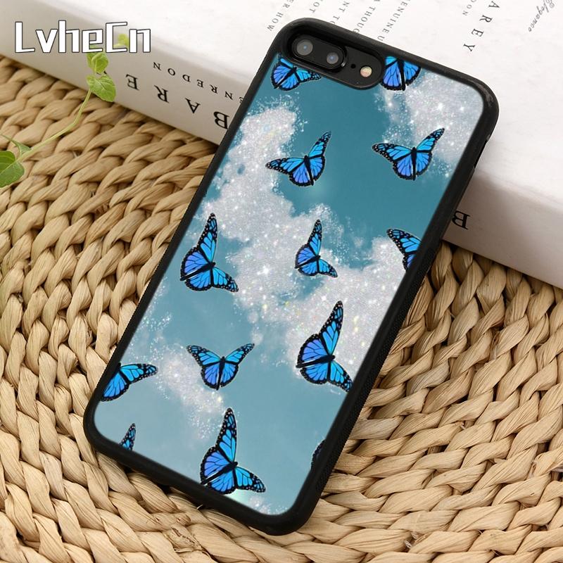 Luxury Blue Butterfly Butterflies Phone Case For iPhone 17 Air 13 12 Cover For Apple 14 15 16 Pro Max Plus iPhone 17pro