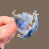 Brooch Pin Sailing Boat Design Brooch with Blue Enamel Waves And Faux Crystal