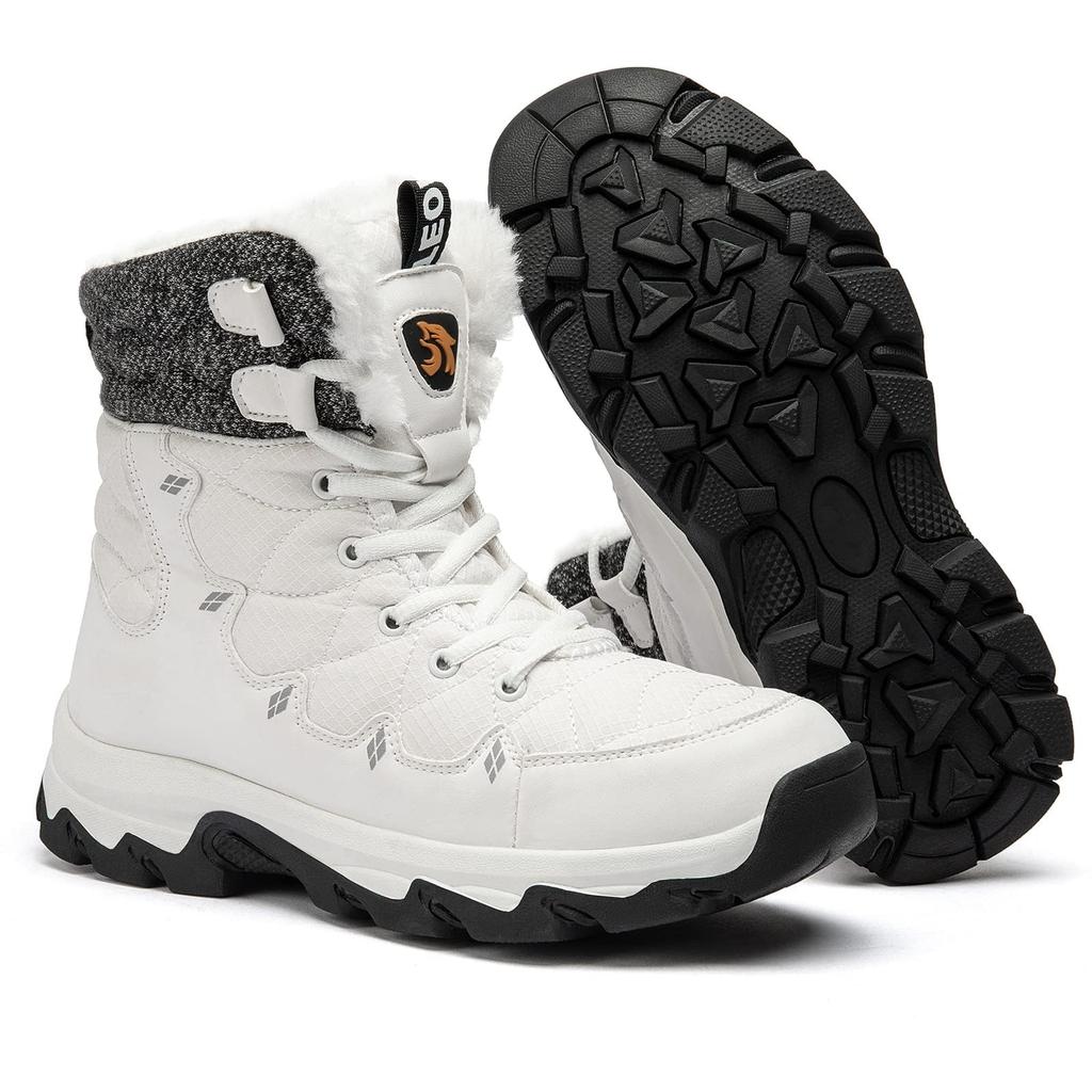 SOARHOPE Snow Winter Size Women's Boots, Boots, Waterproof, Fleece-Lined, Warm, Non-Slip, White, 24.5cm