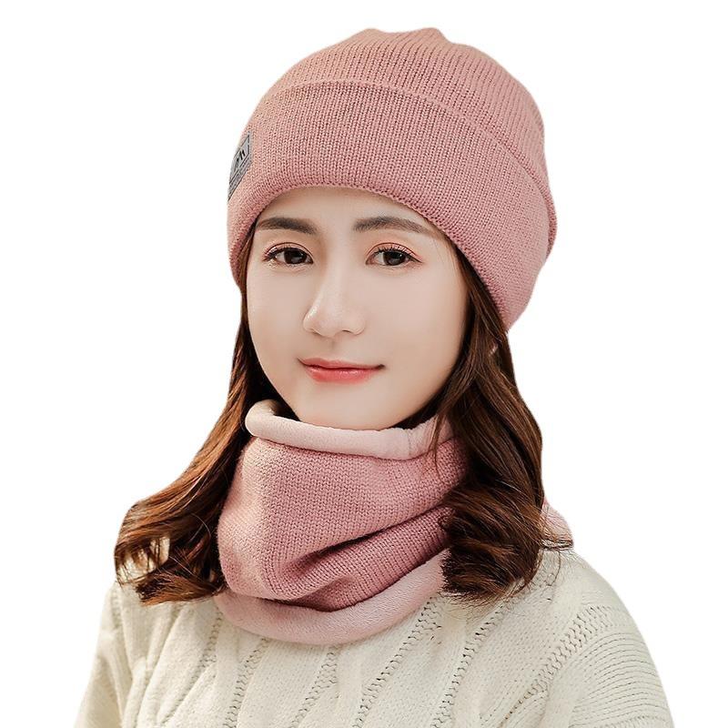 Hat Women's Winter Korean Edition Leisure Cycling Warm Anti Cold Ear Protection Women's Neck Knitted Hat Autumn and Winter