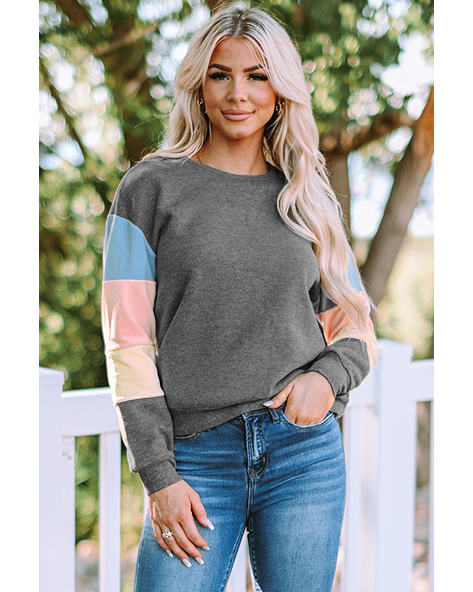 

Azura Exchange Long Sleeve Colorblock Sweatshirt L сірий колір
