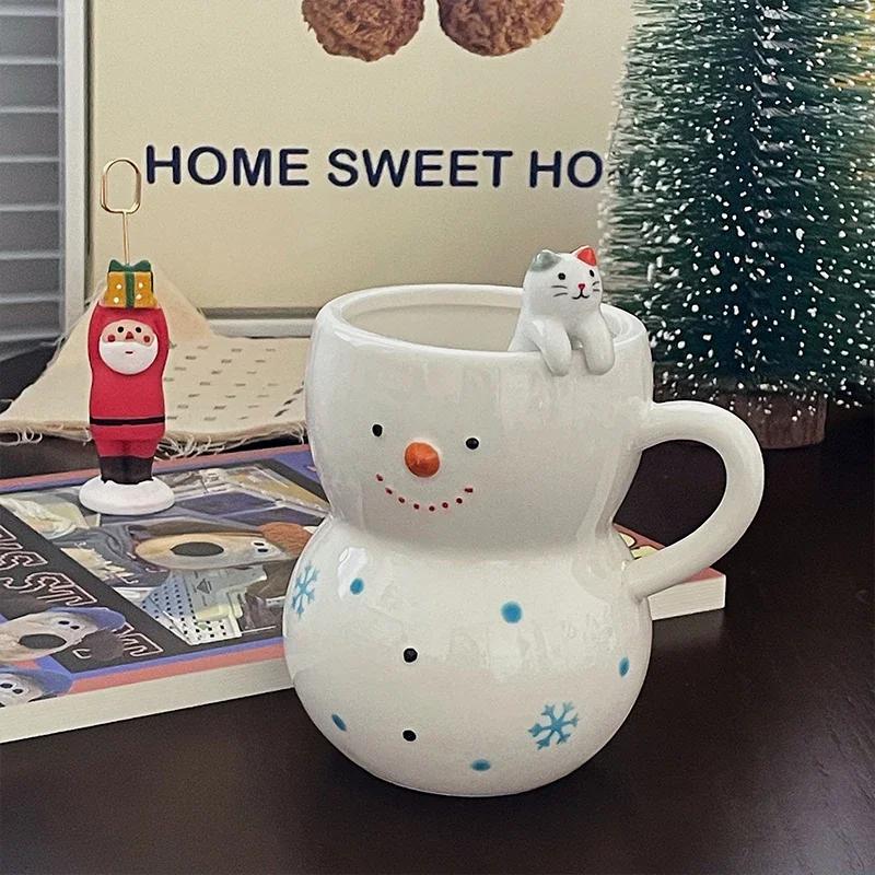 350ML Snowman Mug Creative Large Capacity Ceramic Cup Coffee Cups Lovely Men and Women Birthday Gift Dormitory Fund