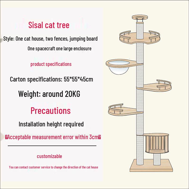Solid Wood Cat Condo & Bed with Integrated Tree and Space-Saving Design for Large and Small Cats