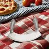 Hochwertiges Edelstahl Doppelgriff Käsemesser Gemüseschneider Tragbares Küchenzubehör Pizzaverpackung Metall