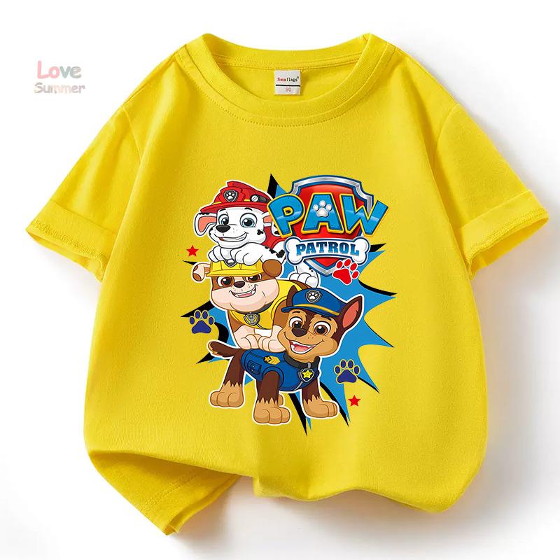 Paw Patrol boys T-shirts for Boys Anime Cartoon Cute Birthday Clothing Children Summer Fashion Short Sleeved Shirt Kids Clothes