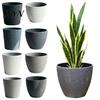 Simple Decorative Garden Ornament Large Tall Resin Planter, Thickened Faux Stone Plant Pot with Embossed Small Succulent Texture, Modern Flower