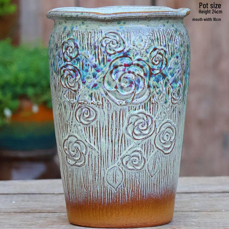 Stor Keramikkruka för Heminredning: Grov keramik för spindelväxt, gullranka, suckulenter och paradisfågelblomma. Perfekt för gröna växter och blommor.