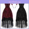Gothic Vampire Queen Costume For Halloween Party With Polyester Fabric For Adults