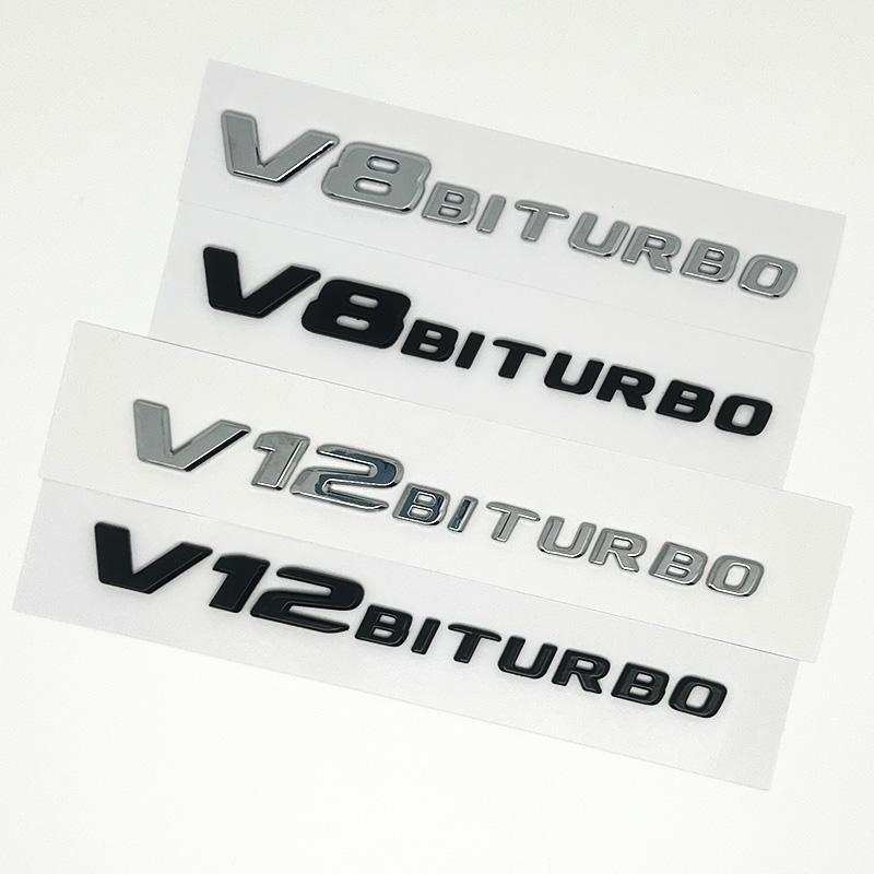 wlscf9 3D ABS V8 Biturbo Car Emblem Fender Badge Decal for C63S E63 CLS63 - Sticker Accessory for Enhanced Vehicle Identification