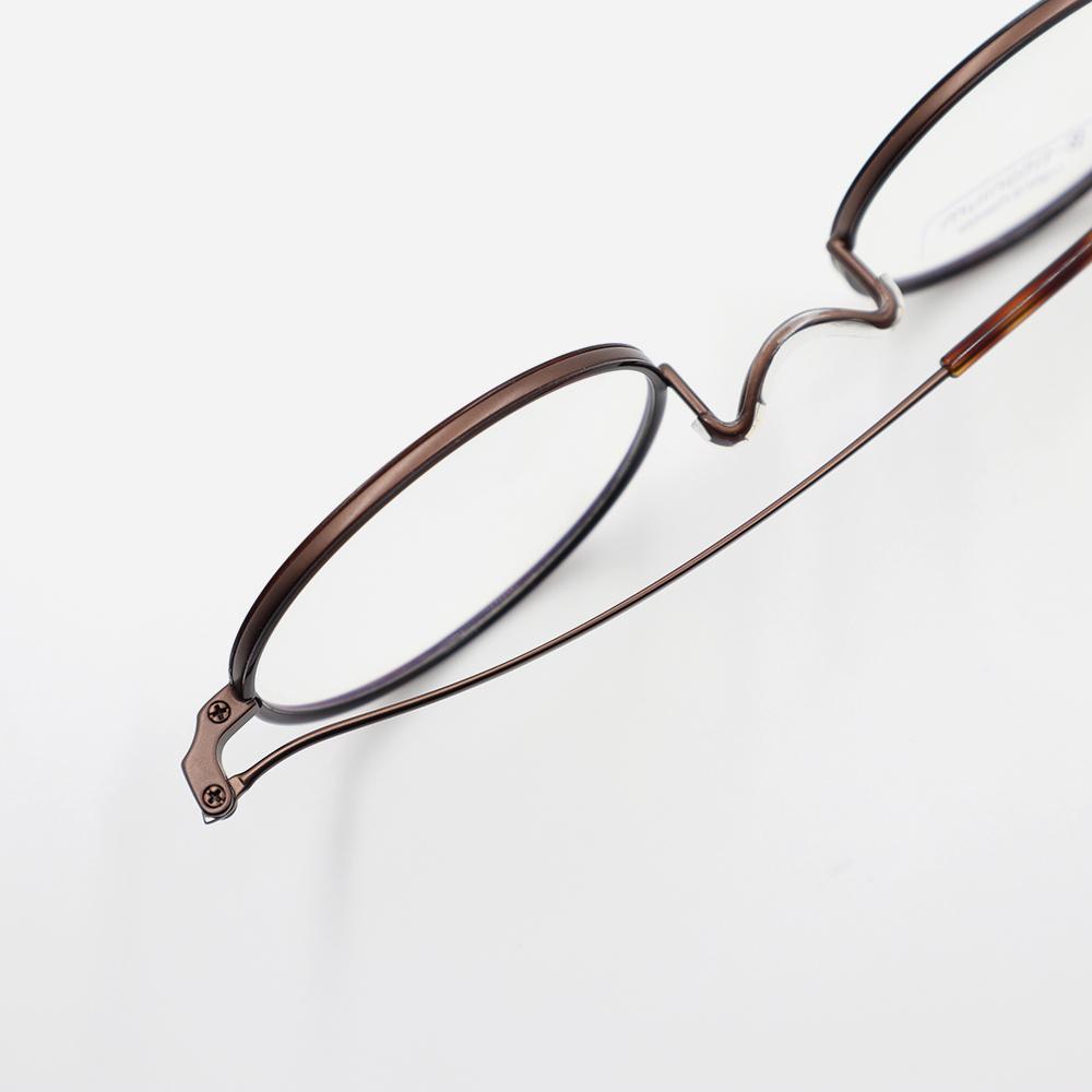 Alloaiweeo [Nose Saddle] Al8206 1016M Nose Saddle Titanium Round Antique Brown Eyeglass Frames