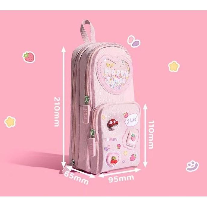 Backpack Waterproof Pencil Case for Girls Elementary School Students Children Large Capacity Aesthetic Value Simple and Cute Girls' Cartoon Stationery