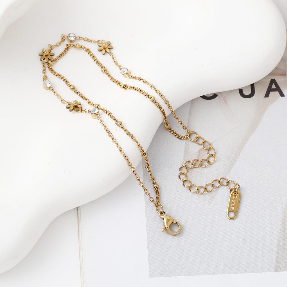 Elegant Multi-Layer Flower Bracelet & Anklet in Titanium Steel for Women