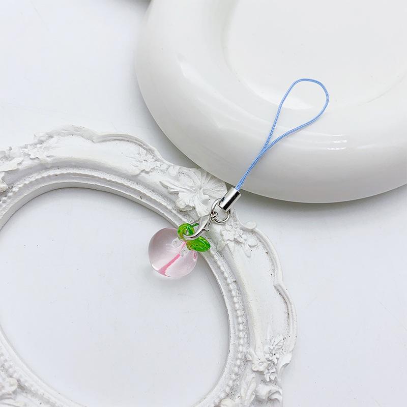 Y2K Cute Strawberry Resin Phone Charms Mini Fruit Pendant Lanyard Accessories for Girls