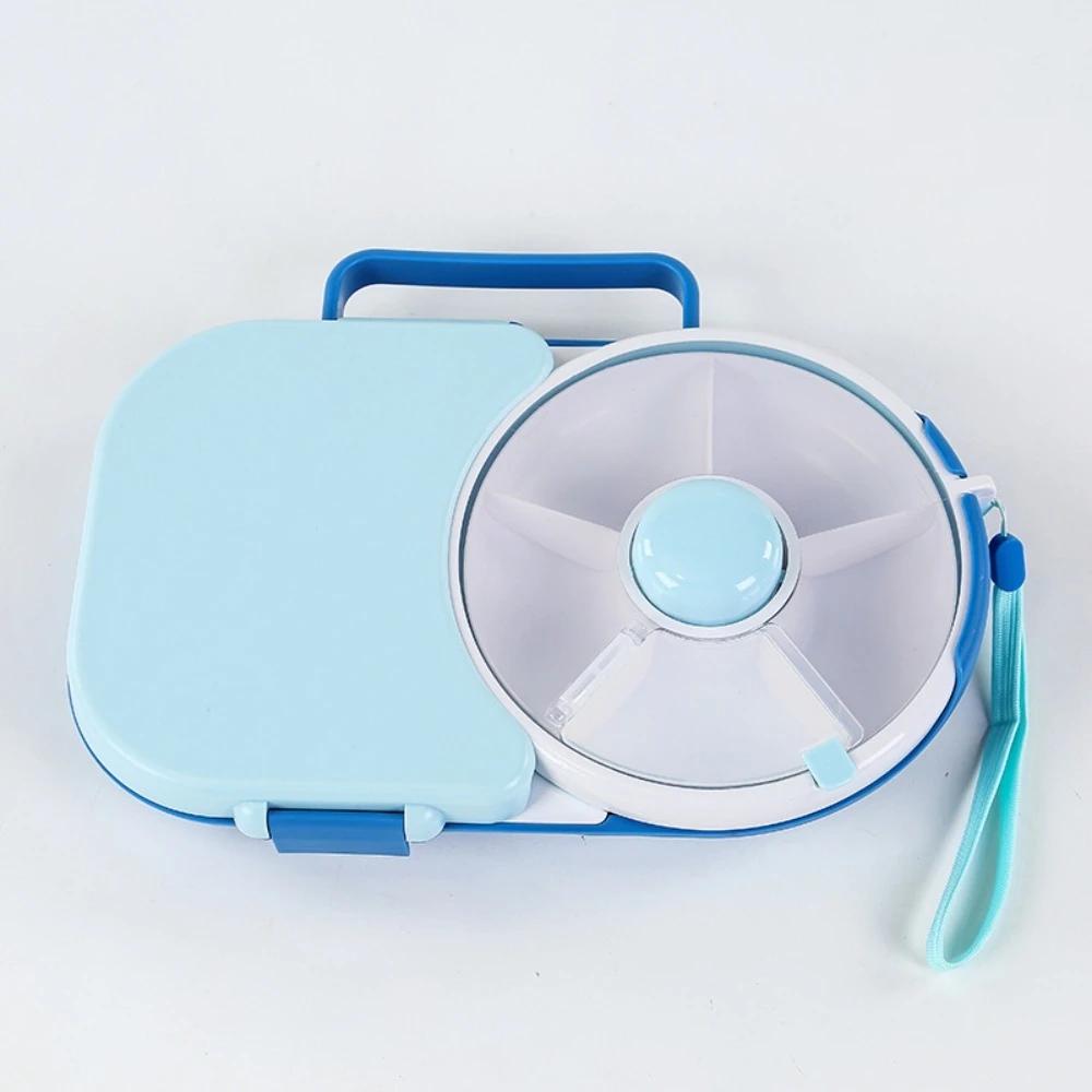 Mittagessenbox Drehbar 5 Fächer Bento Camping Mahlzeitbox Snack-Organizer Auslaufsicherer Deckel Tragbarer Mittagessensbehälter für Erwachsene Kinder Geschenk