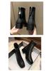 Beige Slimming Square Toe Chunky Ankle Boots with Back Zipper and Fleece Lining for Women – 2025 Autumn/Winter Collection