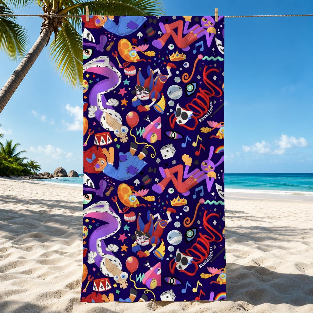 The A-Amazing D-Digital C-Circus Towel Microfiber Thin Lightweight Absorbent Quick Dry For Beach Swimming Yoga Bath Sport Travel