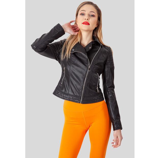 Perso Faux Leather Jacket with Zipper
