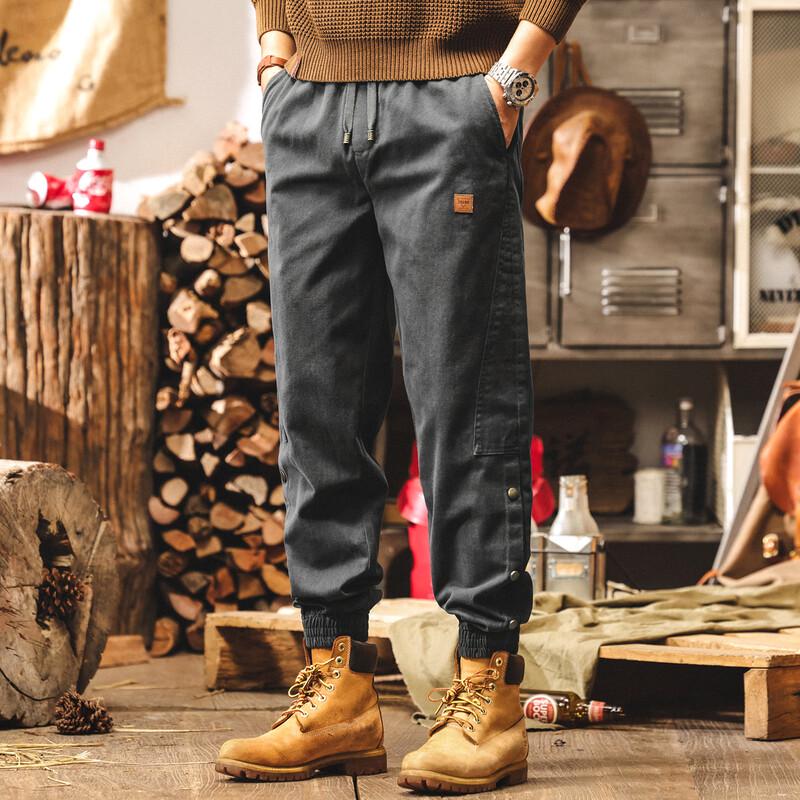 Jeleinuo Men s Heavyweight Retro Fleece-Lined Jogger Cargo Pants 2XL