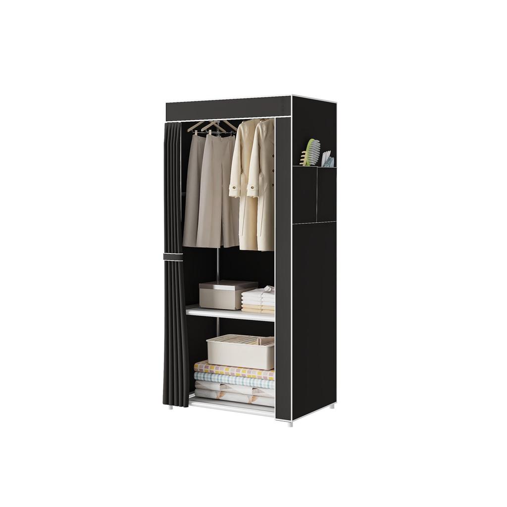 Multi-layer Wardrobe: Metal Coat Rack with Hangers & Storage Shelves for Dorms and Rentals