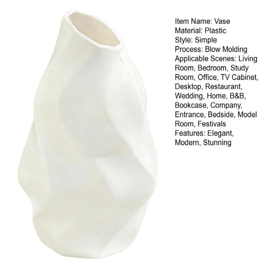White Faux Ceramic Flower Vase Minimalist Modern Decorative Vase for Home Living Room Office Table Centerpiece