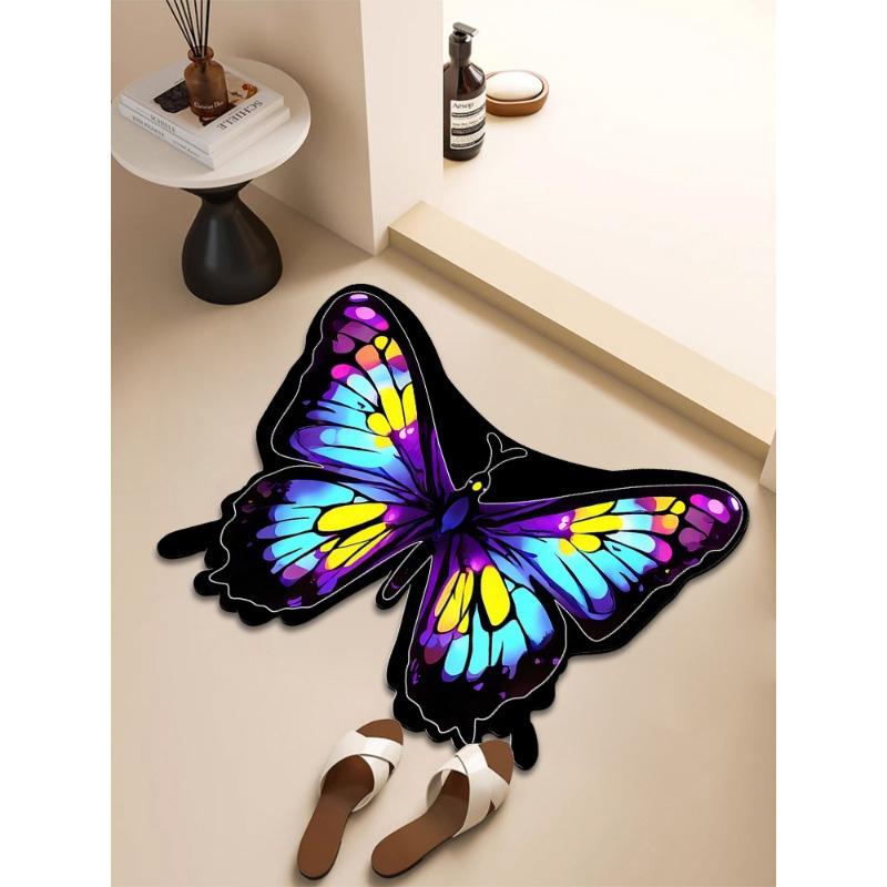 Butterfly Non-slip Floor Mat Bathroom Special-shaped Door Absorbent Foot Mat Quick-drying Toilet Bathroom Entrance Mat Carpet