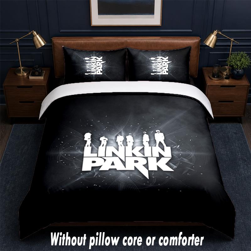 Linkin Park Design Bed Bedding Set 1 Duvet Cover + 2 Pillowcases Soft Breathable Household Bed Linens