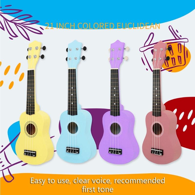 Barevná 21palcová ukulele Čtyřstrunná dřevěná ukulele pro začátečníky s jemným dotykem a odolným tělem Krásné melodie