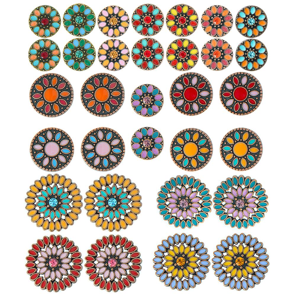Women's Cute Oil Drop Stud Earrings Vintage Multicolor Earrings Set Geometric Roud Boho Party Decors Daily Wear Gifts Versatile