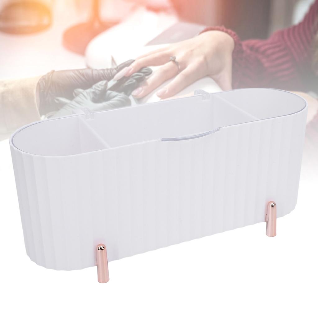 Cotton Swabs Storage 3 Grids Cotton Swabs Dispenser Dust Resistant Desktop Lipstick Puffs Case for Home Nail Salon
