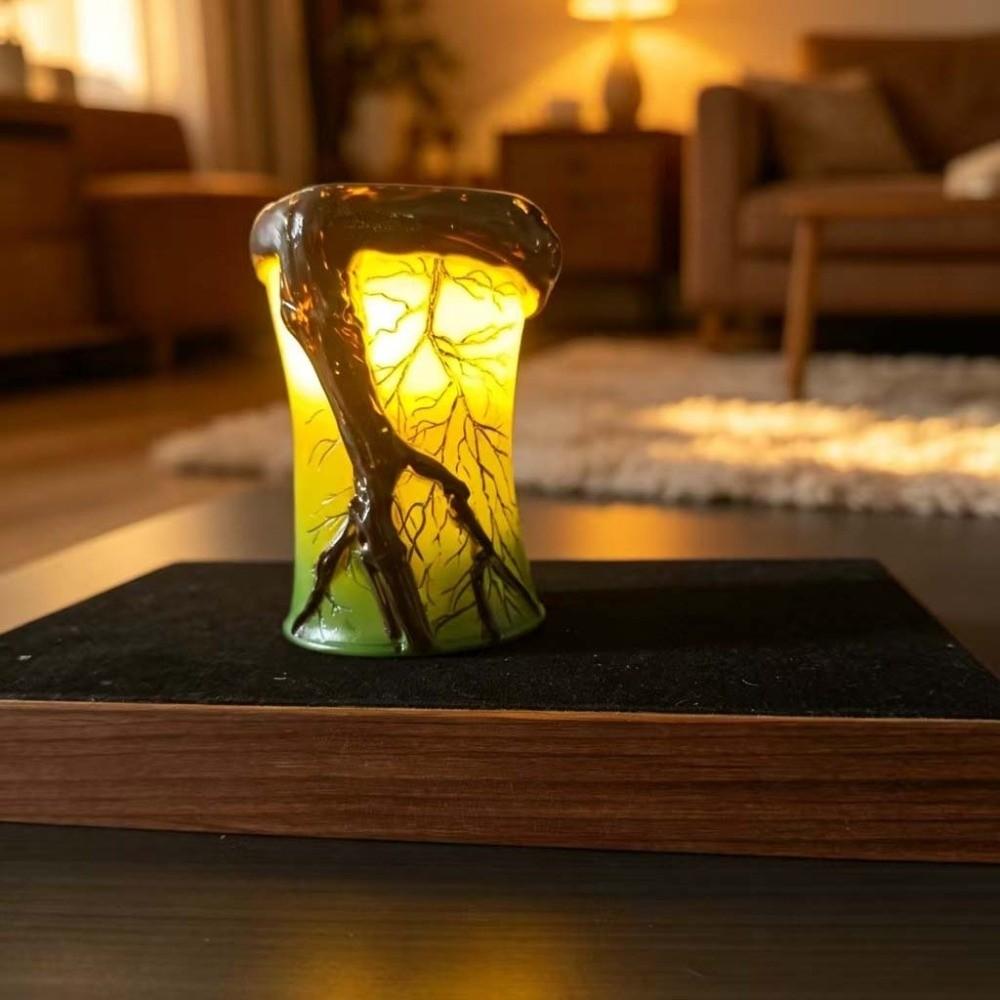 Glowing Night Light Forest Tree Silhouette Desk Lamp Candle Holder Table Lamp Halloween